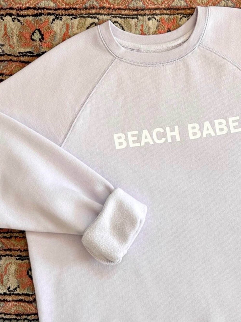 Brunette The Label Lavender Purple Beach Babe Crewneck Fleece Sweatshirt M/L
